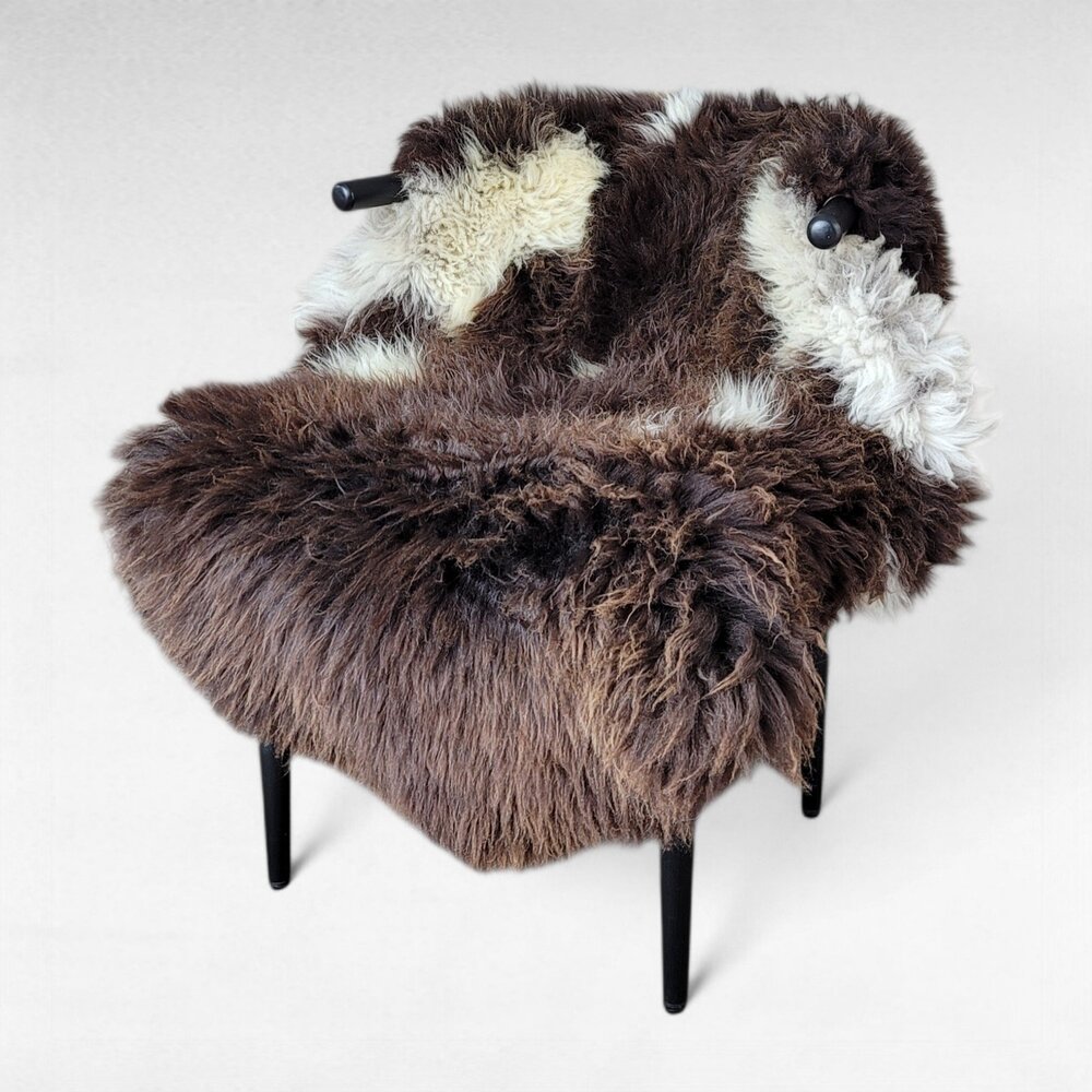 Big Rustic Decor Natural Spotted Dutch Sheepskin Rug 49" x 32"